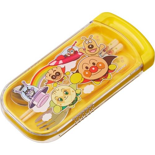 Anpanman Lunch Trio Cutlery Fork Spoon Chopsticks Slide Yellow Japan A00245