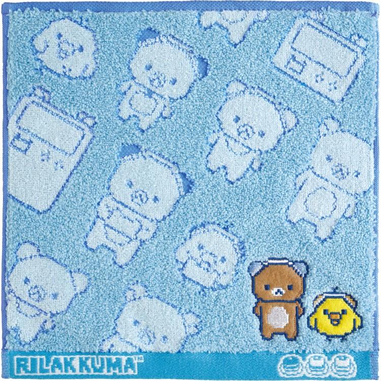 Rilakkuma & Kiiroitori Yellow Chick mini Towel Blue Gaming San-X Japan 2025