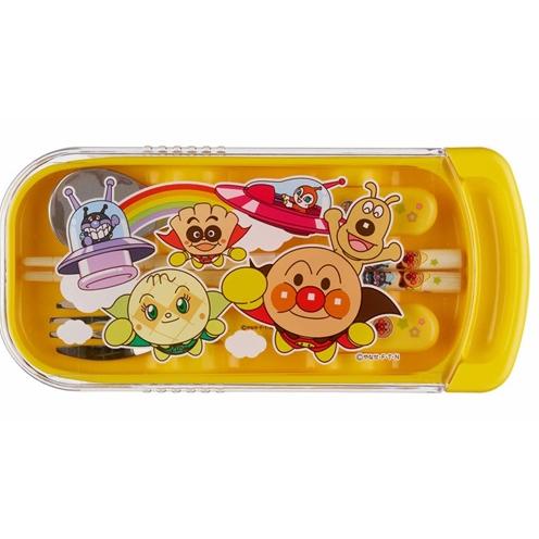 Anpanman Lunch Trio Cutlery Fork Spoon Chopsticks Slide Yellow Japan A00245