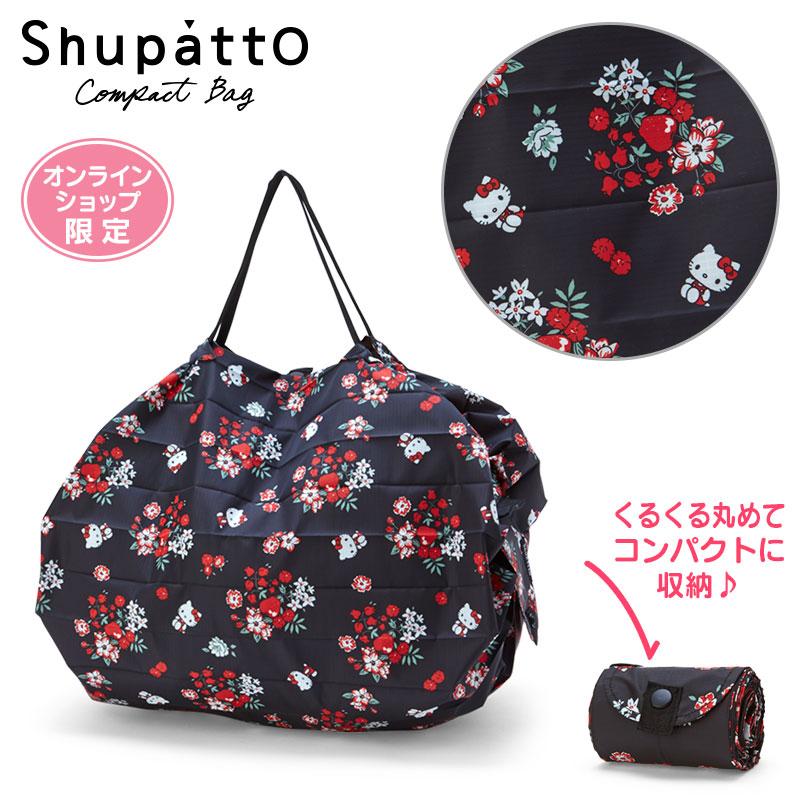 Hello Kitty Eco Shopping Tote Bag Compact M 15L Black Shupatto Sanrio Japan 2024