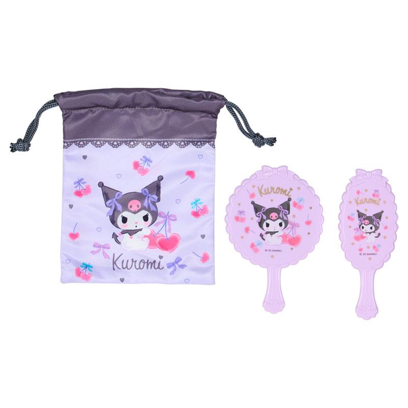 Kuromi Mirror & Hairbrush Set with Pouch Sanrio Japan 2025