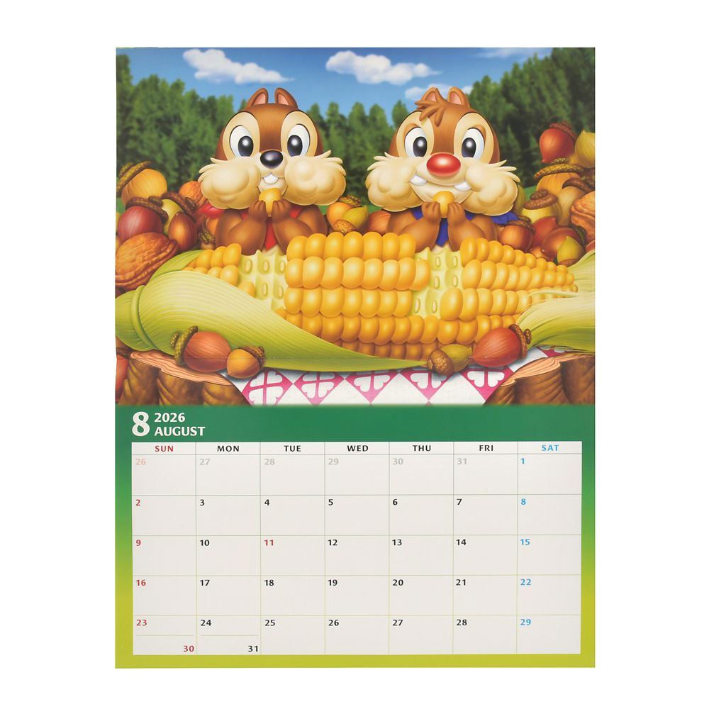 Mickey Minnie Chip Dale Donald Goofy Wall Calendar 2026 Disney Store Japan 2025