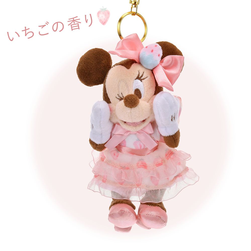 Minnie Plush Keychain STRAWBERRY COLLECTION Disney Store Japan 2025