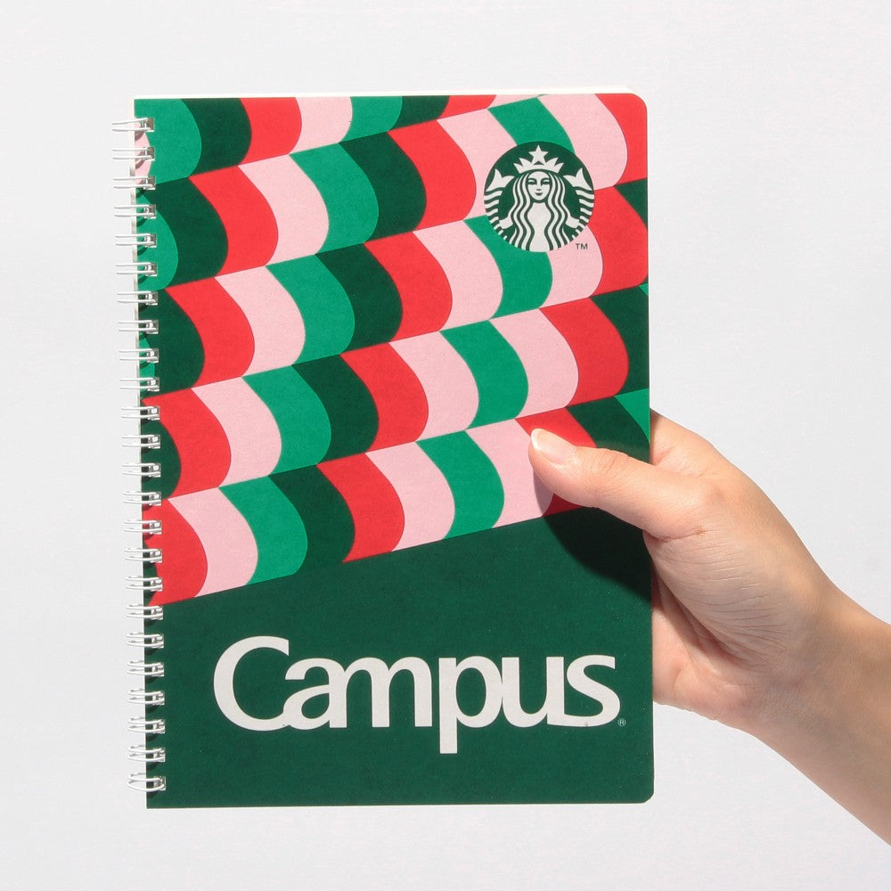 Starbucks Japan Holiday 2024 Campus Ring Notebook Green Christmas Grid