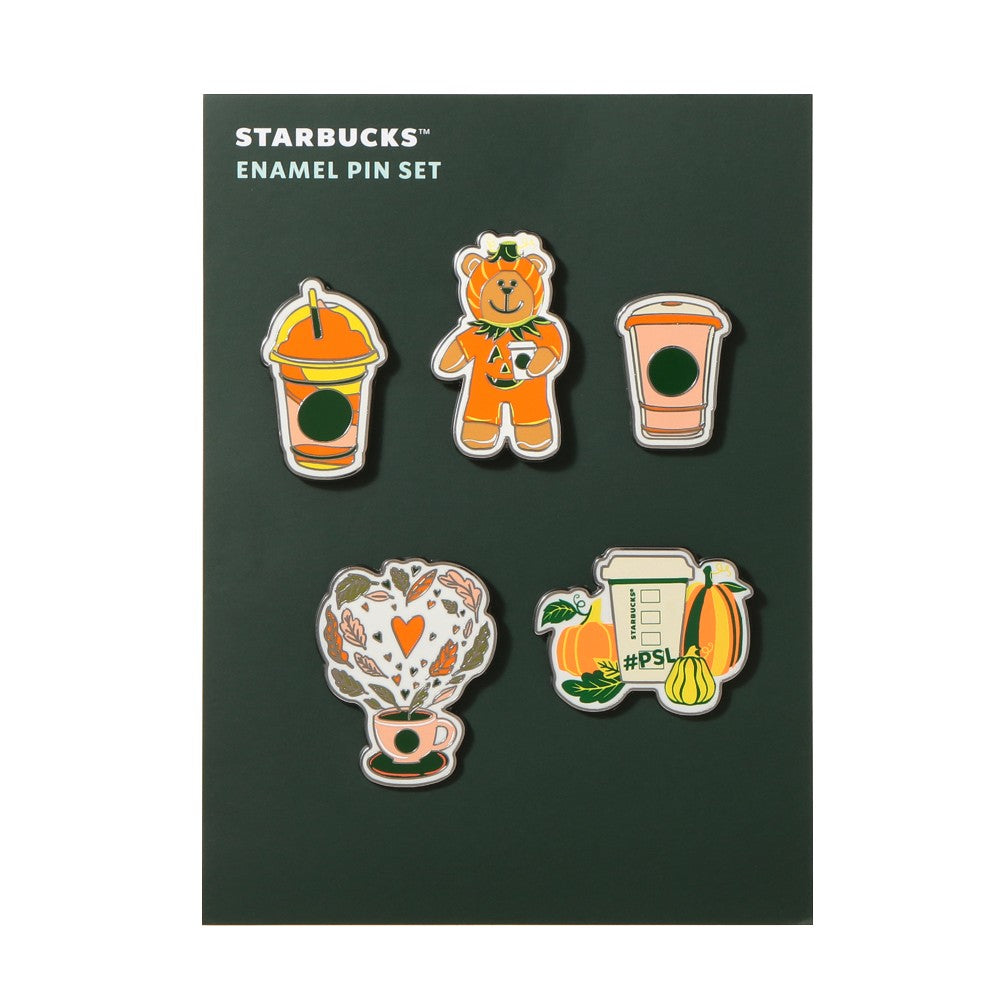 Starbucks Japan Pin Badge Set Bearista Pumpkin Spice Latte Halloween 2025