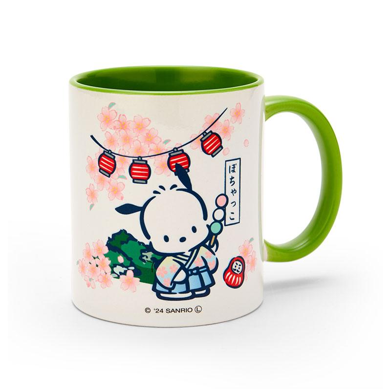 Pochacco Mug Cup Kimono Sakura Green Sanrio Japan