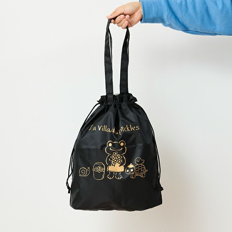 La Villa de Pickles Drawstring Tote Bag Black Pickles the Frog Japan 2024 Limit