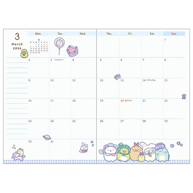 Sumikko Gurashi 2025 Schedule Book Monthly Gift San-X Japan