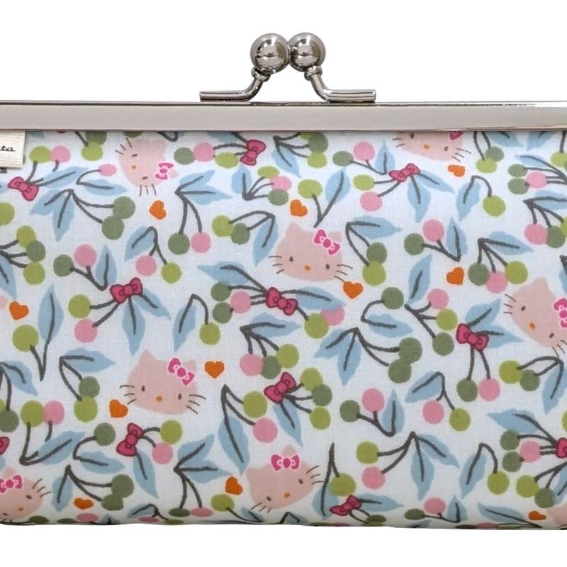 Hello Kitty Liberty Fabrics Clasp Pen Case Pencil Pouch Light Blue Sanrio Japan