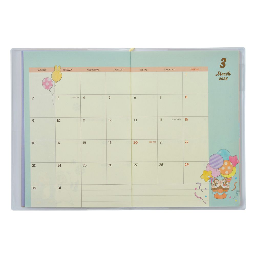 Chip & Dale 2026 Schedule Book B6 Monthly Disney Store Japan