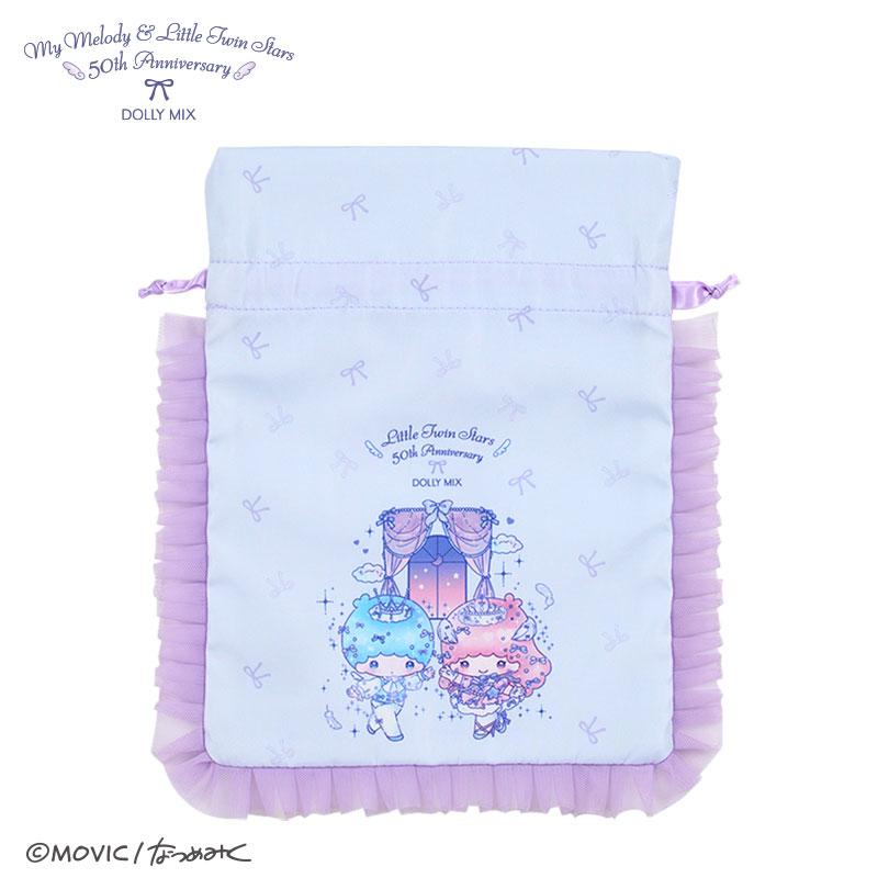 Little Twin Stars Kiki Lala Frill Drawstring Pouch DOLLY MIX Sanrio Japan 2025