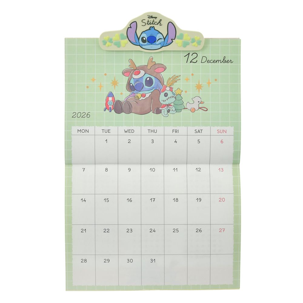 Stitch & Scrump Wall Calendar with Clip 2026 Disney Store Japan