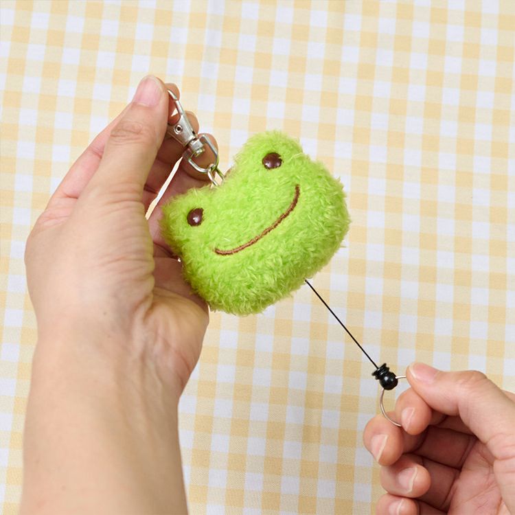 Pickles the Frog Reel Keychain Key Holder Plush Zakka Japan 2025