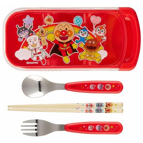 Anpanman Lunch Trio Cutlery Fork Spoon Chopsticks Slide Red Japan A00246