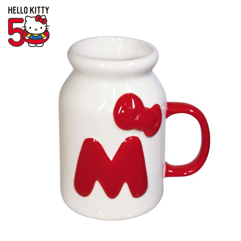 Hello Kitty 50th Anniversary Mug Cup Milk bottle style Sanrio Japan 2024