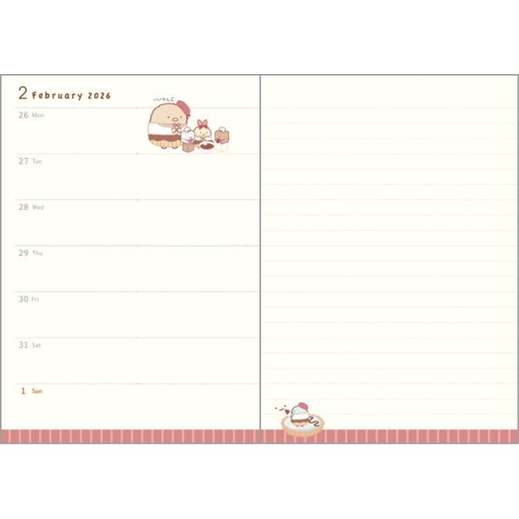 Sumikko Gurashi 2026 Schedule Book B6 Weekly Eto Zodiac Horse San-X Japan