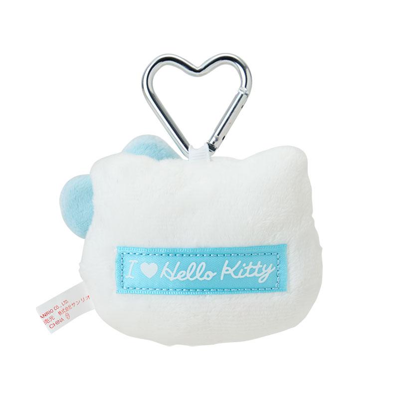 I Love Hello Kitty Plush Mascot Holder Keychain Face Shape Blue Sanrio Japan