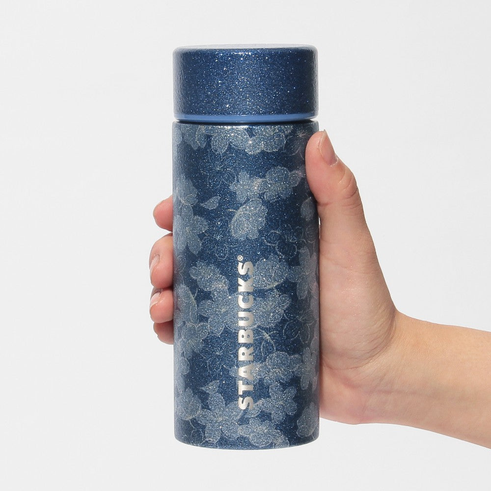 Starbucks Japan SAKURA 2025 Stainless Bottle Glitter Night Blue 355ml Tumbler