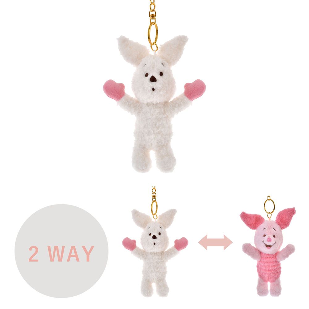Piglet 2WAY Snow Plush Keychain Reversible White Pooh Disney Store Japan 2025