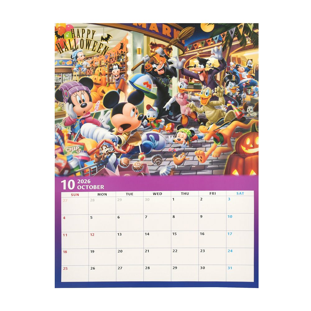 Mickey Minnie Chip Dale Donald Goofy Wall Calendar 2026 Disney Store Japan 2025