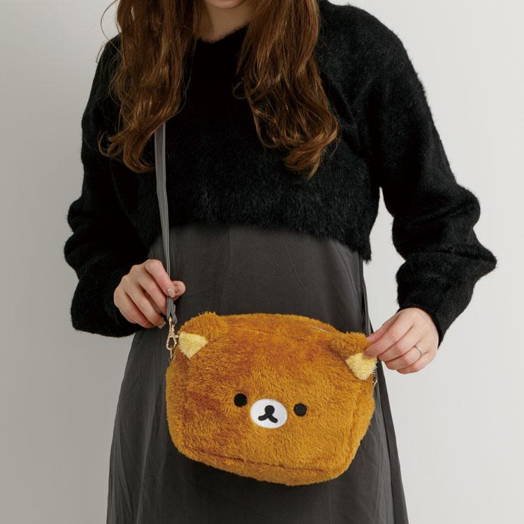 Rilakkuma Plush Shoulder Bag Face Brown Stay with me San-X Japan 2025