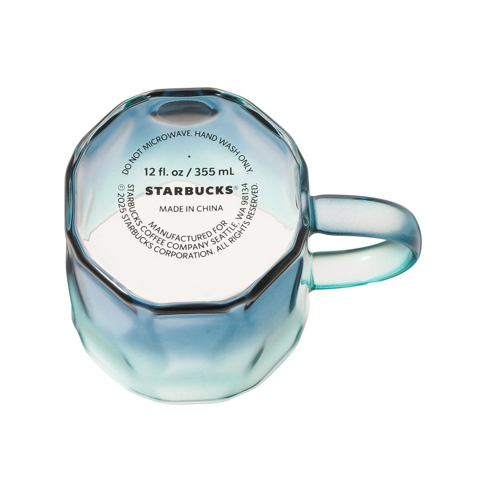 Starbucks Japan Glass Mug Cup Medal Dual Blue Gradiention 355ml 2025