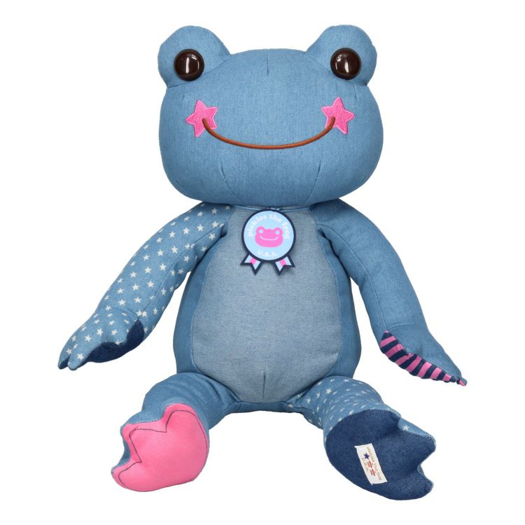 Pickles the Frog Plush Doll M USA Jeans Light Blue Japan