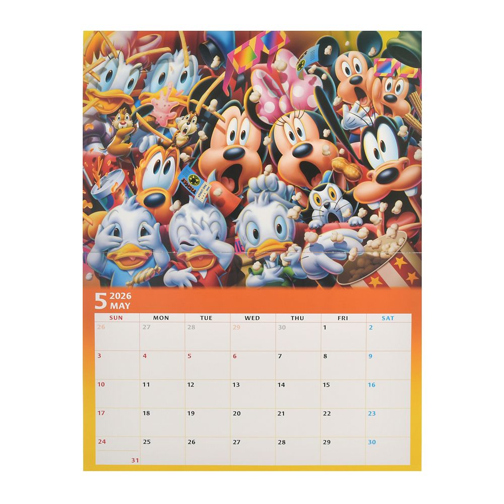 Mickey Minnie Chip Dale Donald Goofy Wall Calendar 2026 Disney Store Japan 2025
