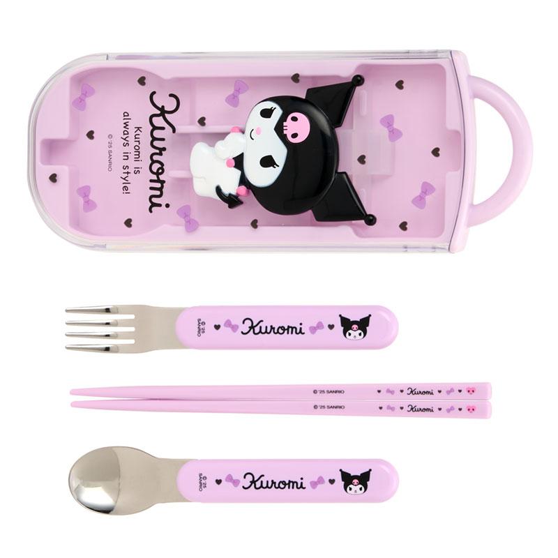 Kuromi Lunch Trio Cutlery Fork Spoon Chopsticks Relief Sanrio Japan 2025