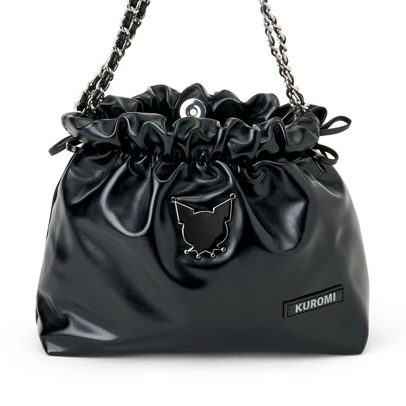 Kuromi Metallic Drawstring Shoulder Bag Black Sanrio Japan 2024