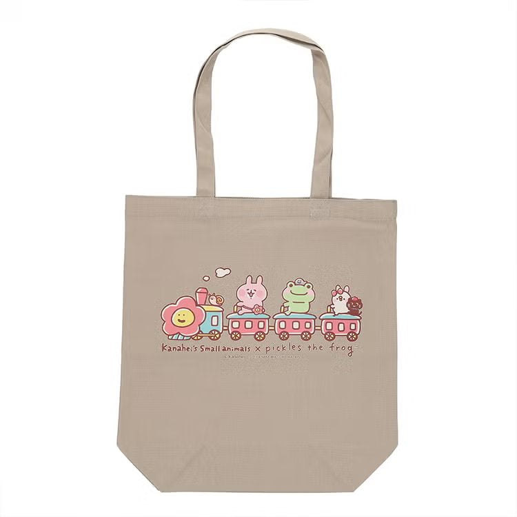Pickles the Frog Tote Bag Yurutto Land Train Beige Kanahei's Small