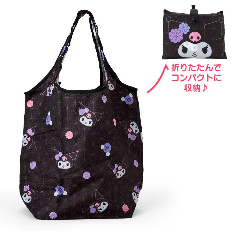 Kuromi Eco Shopping Tote Bag Japanese Pattern Black Sanrio Japan