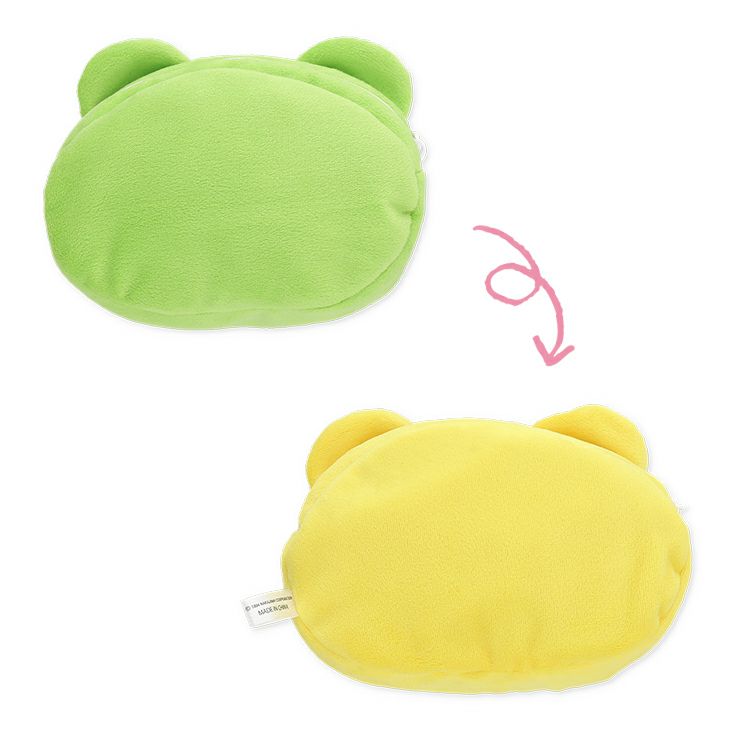 Pickles the Frog Reversible Plush Pouch Green Yellow Japan 2024