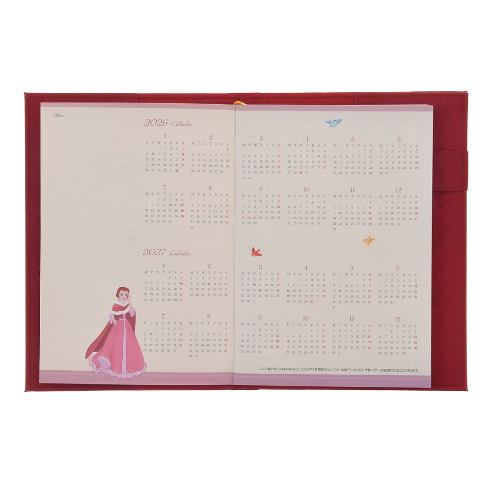 Beauty and the Beast 2026 Schedule Book B6 Weekly Emboss Disney Store Japan