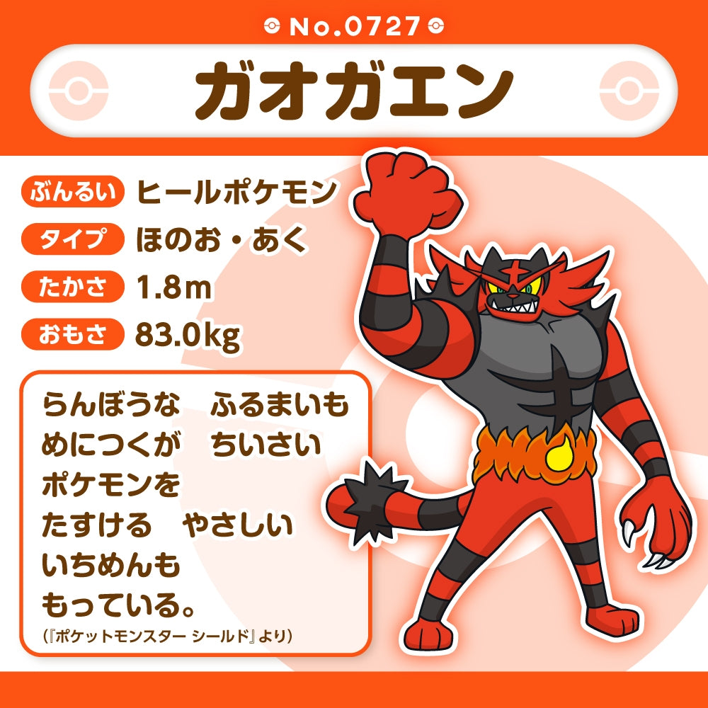 Incineroar Gaogaen Plush Doll Sun & Moon Pokemon fit Center Japan #727