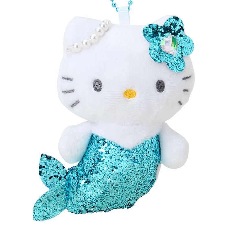 Hello Kitty Glitter Plush Mascot Holder Keychain Mermaid Blue Sanrio Japan 2025