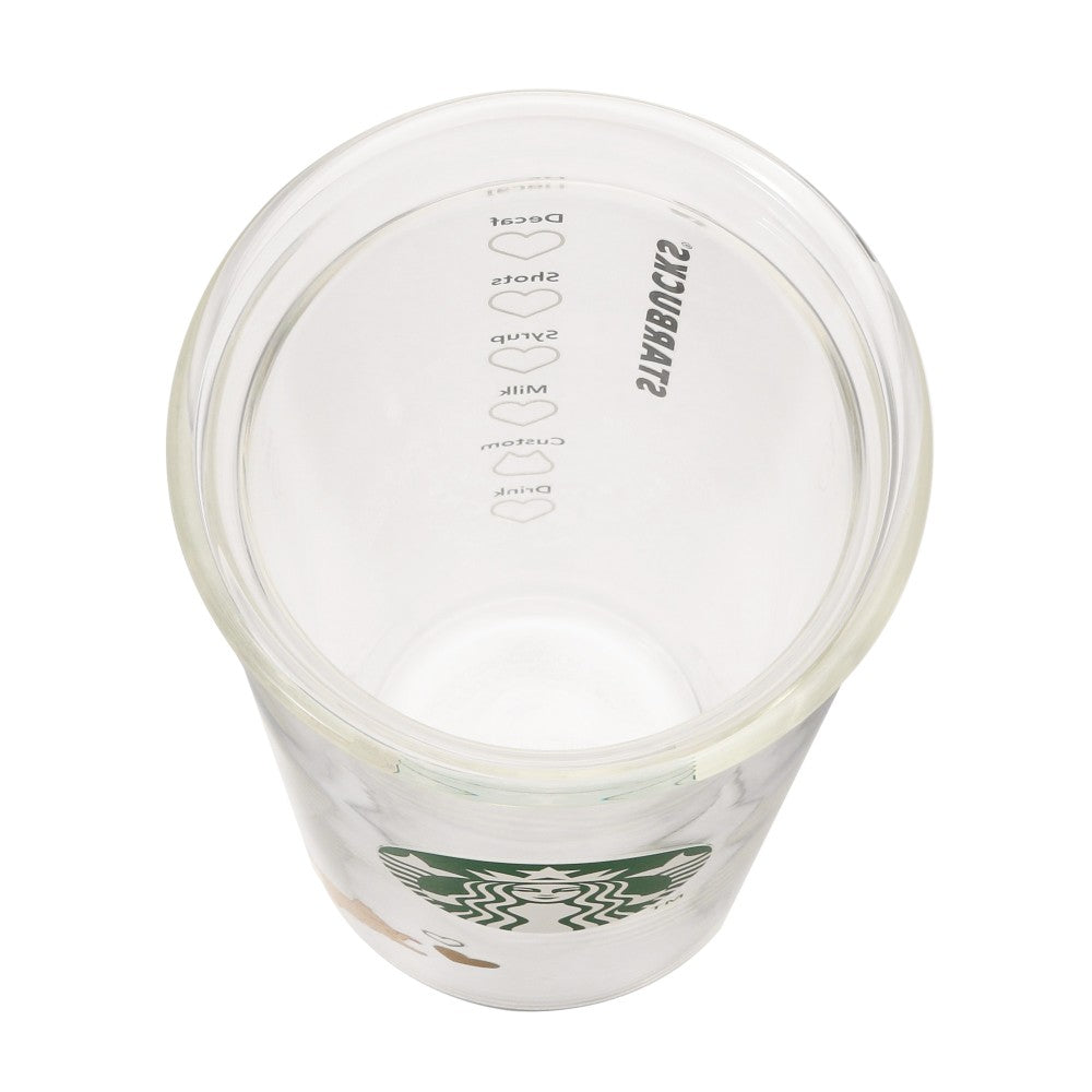 Starbucks Japan Valentine's Day 2025 Double Wall Glass Cup 355ml Cat Heart