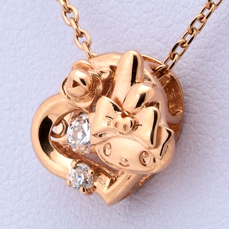 My Melody 50th Anniversary Dancing Stone Necklace Heart Pink Gold Sanrio Japan