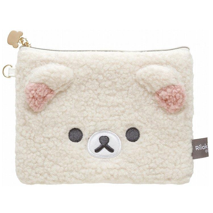 BASIC RILAKKUMA BOA Korilakkuma Flat Pouch Face White San-X Japan 2025