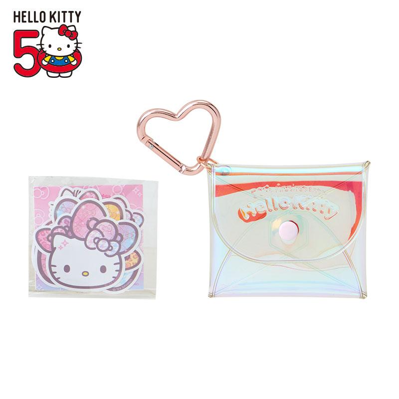 Hello Kitty Sticker w/ Pouch Birthday 50th The Fashionable Ribbons Sanrio Japan