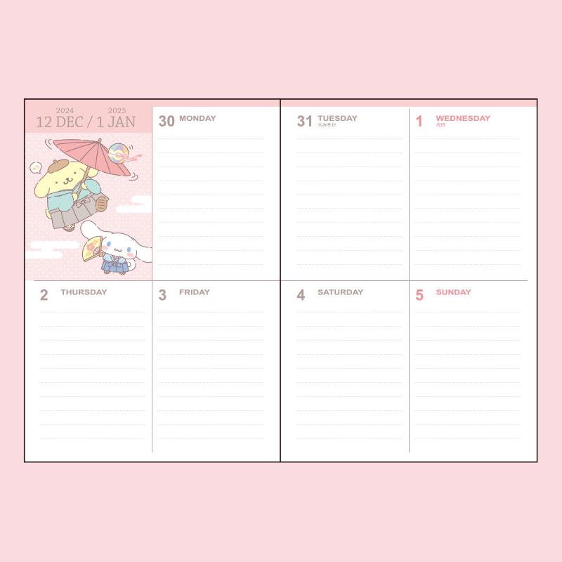 Sanrio Character 2025 Schedule Book B6 Weekly Block Japan