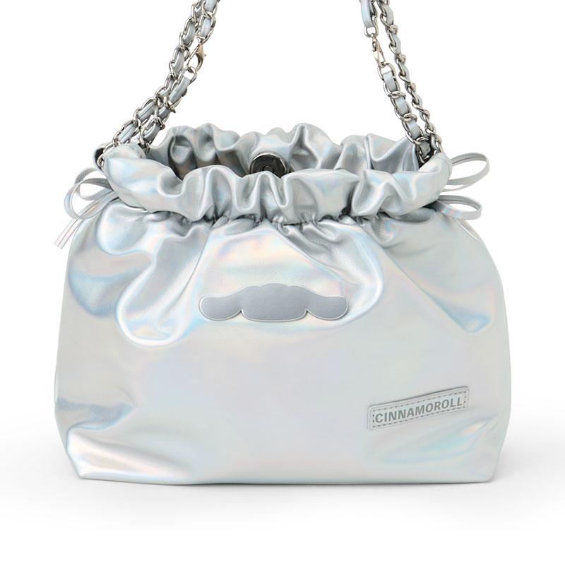 Cinnamoroll Metallic Drawstring Shoulder Bag Silver Sanrio Japan 2024