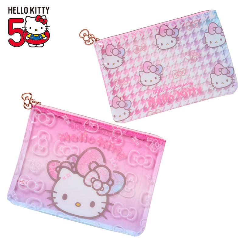 Hello Kitty Flat Pouch Set Birthday 50th The Fashionable Ribbons Sanrio Japan