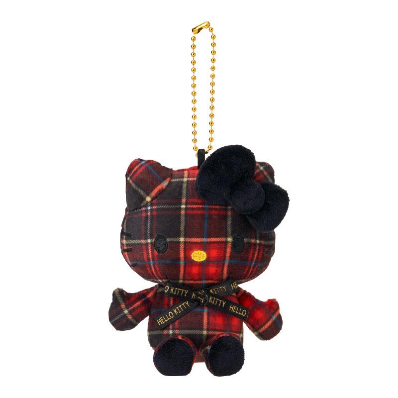 Hello Kitty Plush Keychain Tartan Plaid Black Sanrio Japan 2025