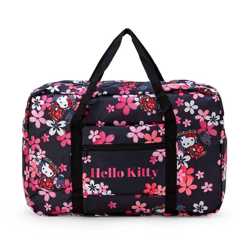 Hello Kitty Foldable Carry-On Bag Black Sanrio Japan 2024 Sakura Kimono