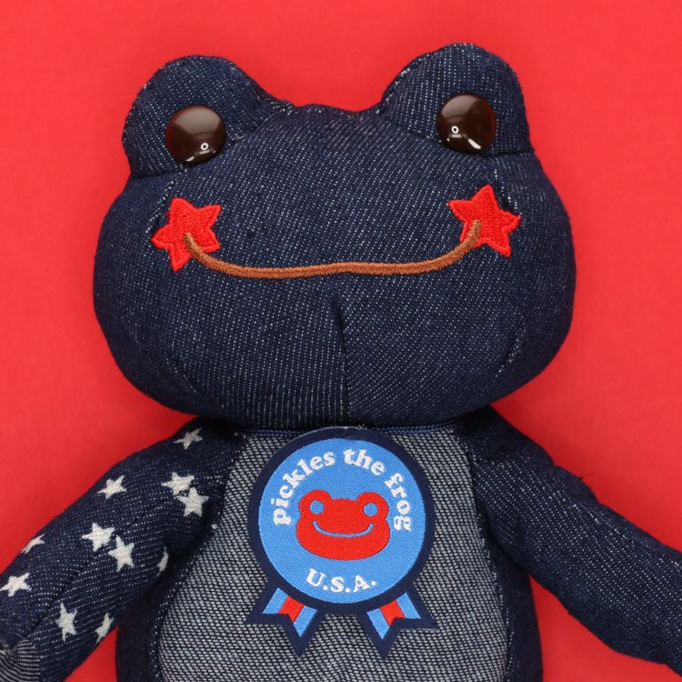 Pickles the Frog Bean Doll Plush USA Jeans Dark Blue Japan