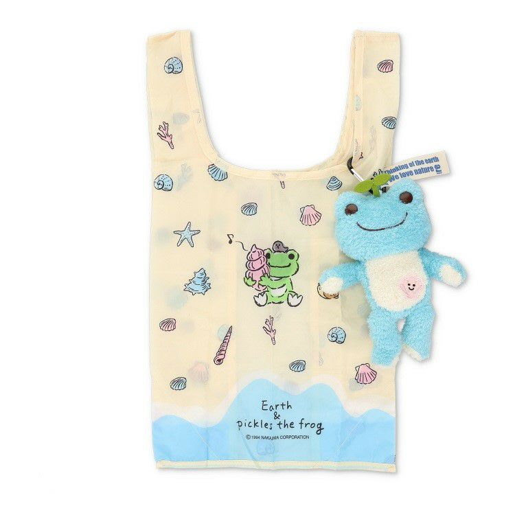 Pickles the Frog Eco Shopping Tote Bag Plush doll Pouch Earth Blue Japan 2024