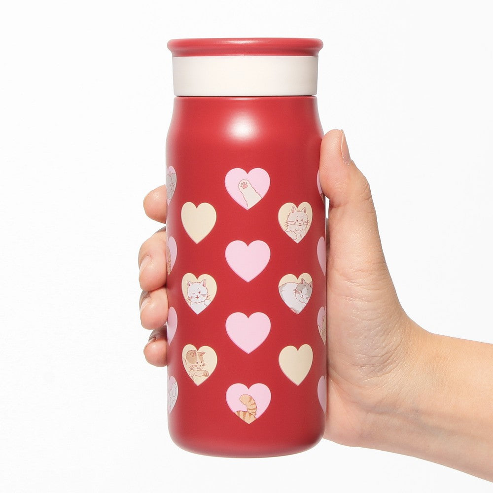 Starbucks Japan Valentine's 2025 Stainless Bottle 355ml Red Heart Cat Tumbler