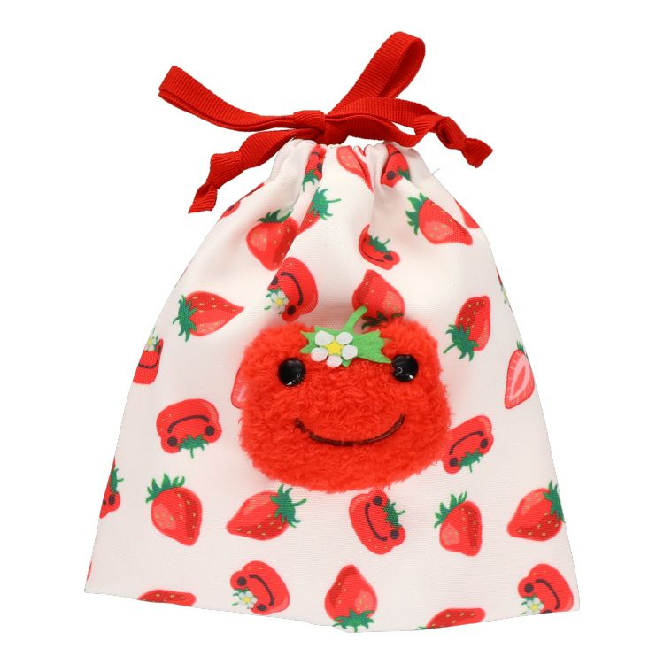 Pickles the Frog Boa Face Drawstring Pouch Strawberry Japan 2024