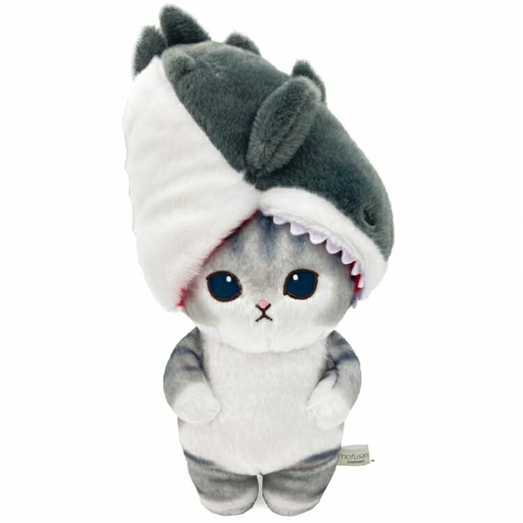 mofusand Cat Potetama Plush Doll Biting Shark Gray Japan 2025
